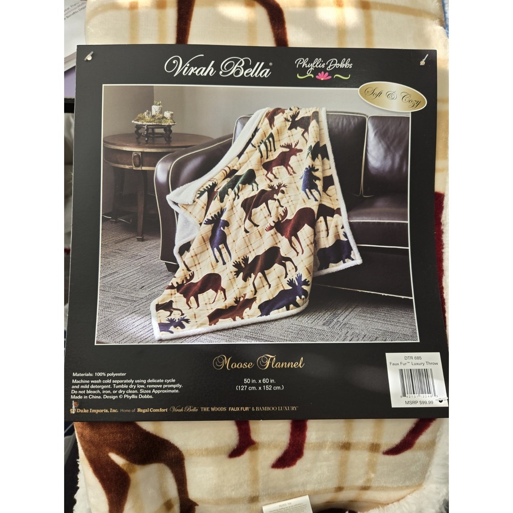 Viral Bella Moose Faux Fur‎ Luxury Blanket  50x 60 NEW